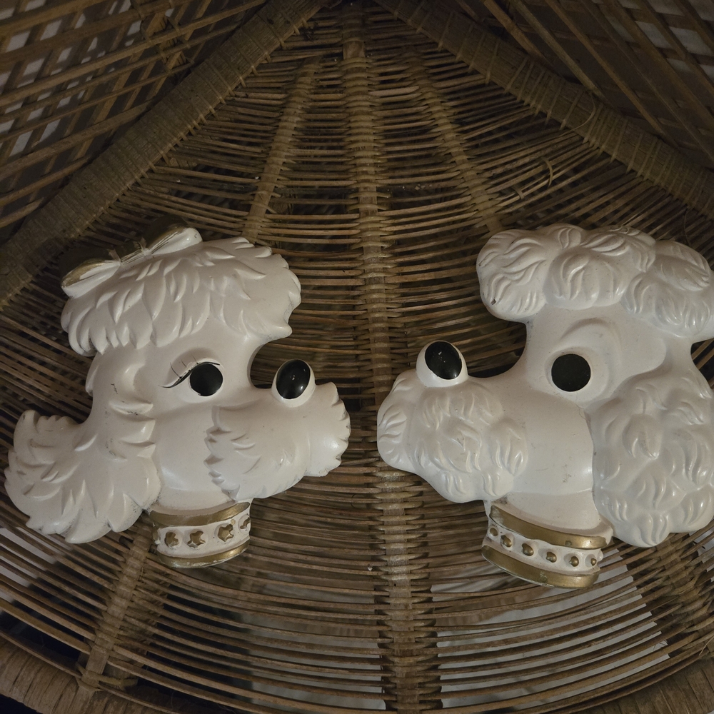 Charming White Poodle Wall Decor Set